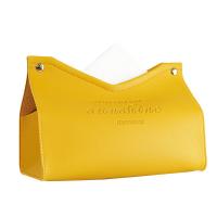 China Simple Style Rectangle Custom Luxury Nordic Type PU Leather Gold Paper Tissue Box Cover factory