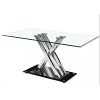 China Chromed Tempered Glass 150x90cm Modern Style Dining Table for sale