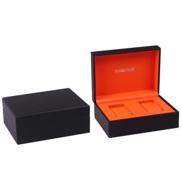 Quality Rectangle Double Watch Box With Pillow  Faux Leather Surface Custom Packaing for sale