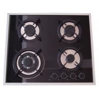 China Built In Installation Home Gas Stove 8mm Tempered Glass Panel Stainless Steel Surface factory