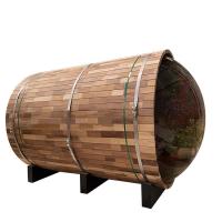 Quality Canadian Red Cedar Wood 6 Person Barrel Sauna Steam Room for Garden for sale