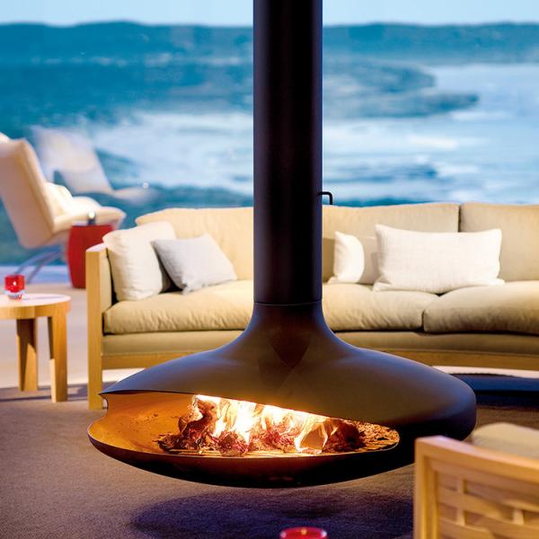 Quality Black 800mm Suspended Wood Fireplace For Party for sale