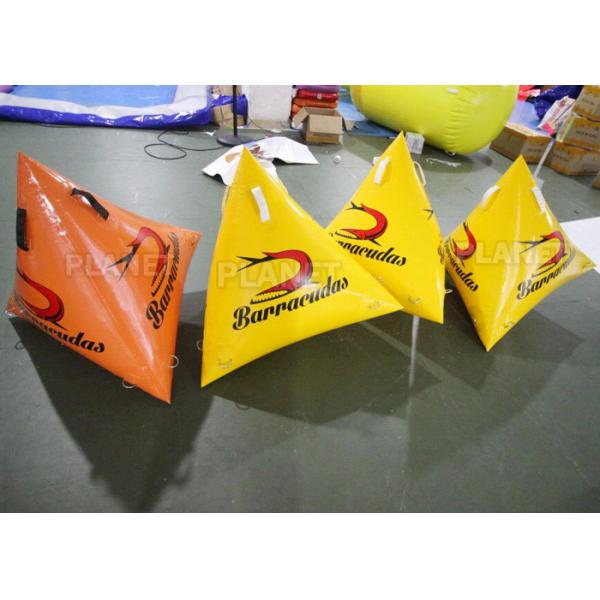Quality Triathlon Race 1.2m Yellow Triangle Inflatable Marker Buoy With Logo for sale