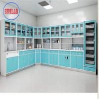 China Hospital Clinic Furniture Wall Mounted Disposal Cabinet Stainless Steel Handle 110 Degree Hinge White for sale