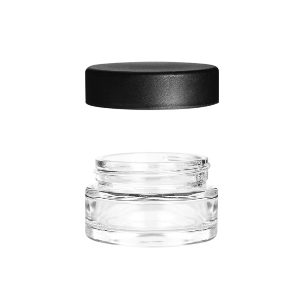 Quality 1oz 2oz Round Base Smell Proof Glass Jar Flower Packaging for sale
