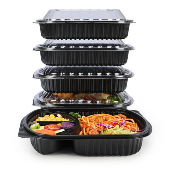 Quality Meal Prep 2 Compartment Microwavable Plastic Take Away Box With Lid for sale