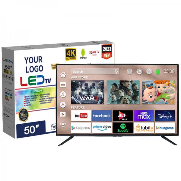 Quality 120 Hz 50 Inch 55 Inch 4K Android QLED TV Wi-Fi Multi Language Frameless Flat Smart TV for sale