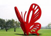 China Contemporary Art Stainless Steel Garden Sculptures Large Red Butterfly factory