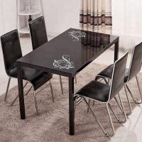 China Powder Coating Glass Dining Table Set 4 Chairs For Family Dinner Party for sale