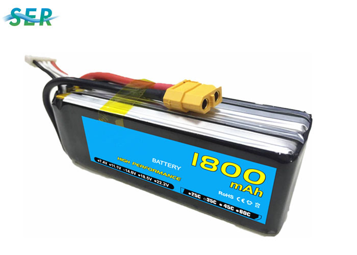 China Rechargeable RC Car Battery 35C 14.8V 1800mAh Li Polymer For Mini Helicopter / Airplane for sale