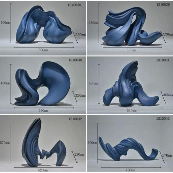 Quality Gray Blue Resin Art Sculpture Abstract Indoor Floor Statues Square Indoor Table for sale