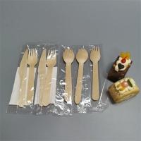 China Eco Friendly Disposable Wood Cutlery Wooden Knife Fork Spoon Set With Bag factory