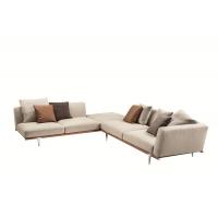 China L Shaped Modern Leather and Fabric Italian Design Corner Sofa factory