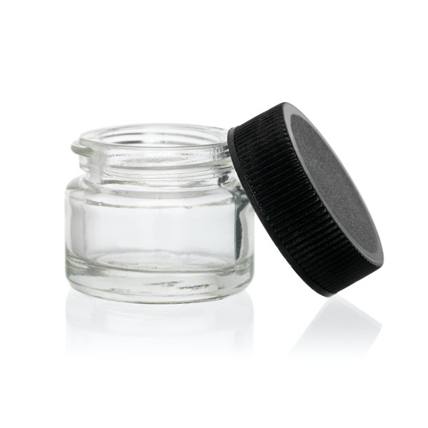 Quality 5ml Black Lid Glass Concentrate Container Screw Top 5ml Glass Jar Black Cap for sale