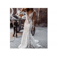 China Fashion Mermaid Wedding Dress Deep V Neck Sleeveless Backless Beading factory