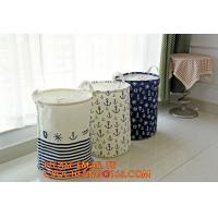 China Organize Storage Natural Canvas Clothes Basket, Cute Round Canvas Bathroom Clothes Storage Basket Hamper Tote Bag/ Stora factory
