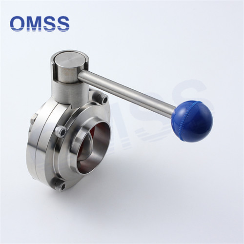 Quality Sanitary Butterfly Valve 3A SMS DIN Food Grade SS304/316L Weld Manual With Pull for sale