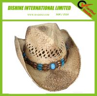 China Straw Cowboy Hat With Brown Band factory