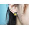China Van Gogh’s Guess Handcrafted Black Square Dry Flower 925 Silver Stud Earrings For Sale factory