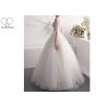 China Half Sleeve Lace Ball Gown Wedding Dress Off White Beading V - Neck Back Bandage Floor Length Dress factory
