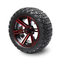 China 14 Inch Golf Cart Red/Glossy Black Wheels And 22x10-14'' DOT All Terrain Tires Assembly factory