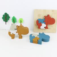 China Silicone and wooden jigsaw puzzle standing animal hippo puzzle kid toys for child playing factory