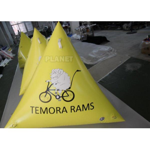 Quality 1.2m Yellow Tarpaulin Inflatable Triangle Buoy With Custom Logo for sale