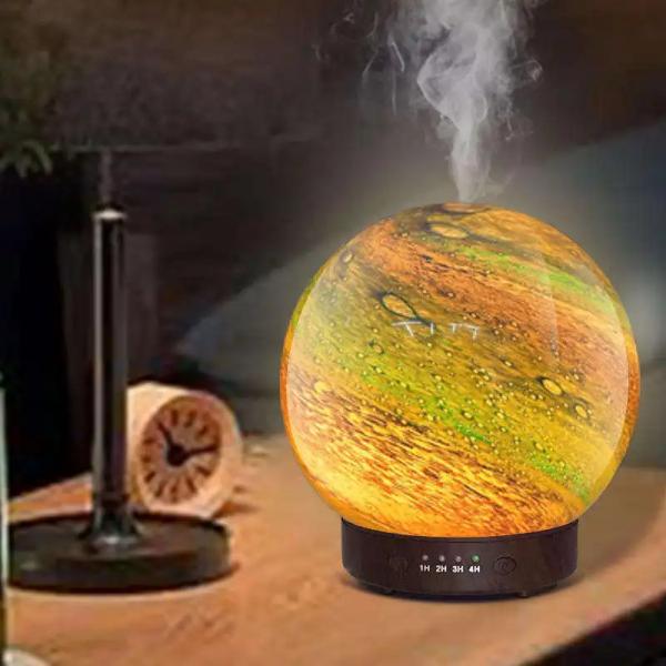 Quality 3D Planet Beautiful Design Seven Colors Light Aroma Diffuser Glass Ball Decoration Essential Oil Diffuser for Home Desktop for sale