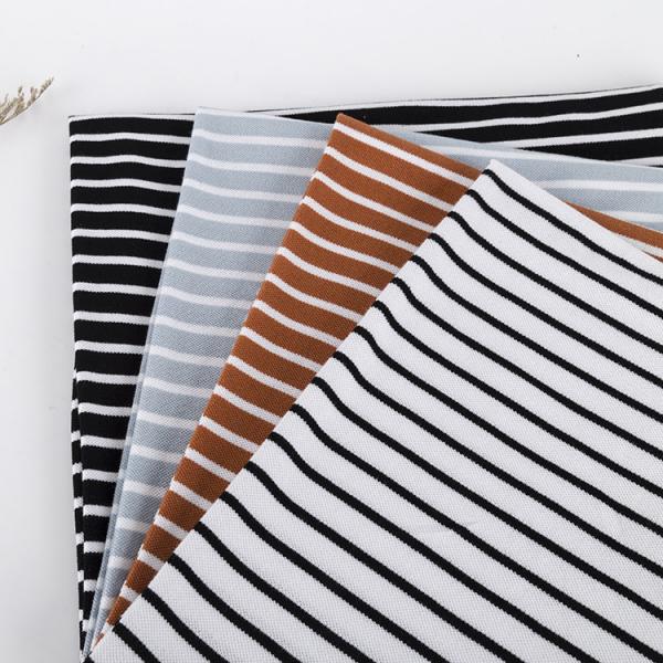 Quality Breathable Striped Cotton Fabric Multi Color Sweat Absorbing For Polo Shirt for sale