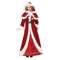 China Adult Women's Christmas Costume Russian Red Queen's Long Dress with Hooded Shawl factory