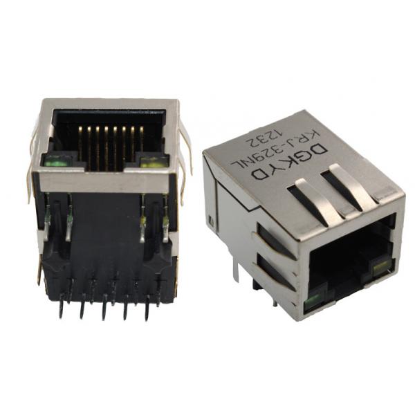 Quality 1000BASE-T Single Port Industrial RJ45 Connector Dip CAT6 Ethernet Jack with led for sale