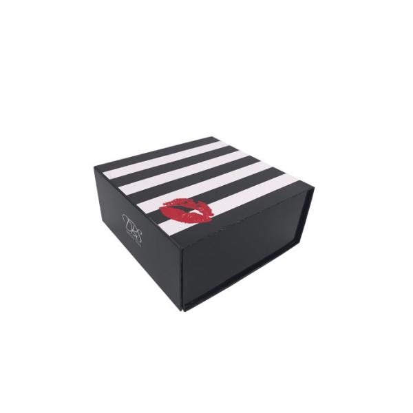 Quality Black Rectangle Exquisite Collapsible Paper Box For Party Matte Lamination for sale