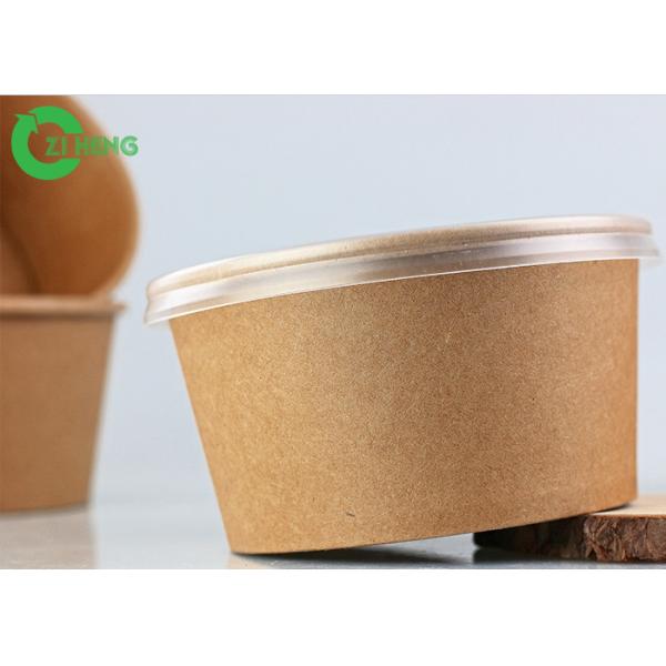 Quality Odourless Thick Salad Fruit Food Kraft Paper Bowls With Lids For Take Away for sale