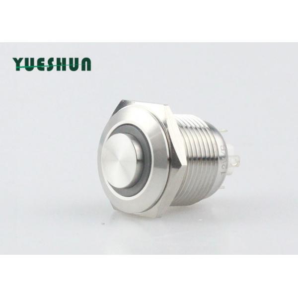 Quality 12 Volt LED Stainless Steel Push Button Switch 16mm Panel Mount High Head Ring Type for sale