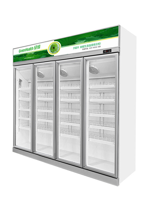 China Supermarket Beverage Cooler Refrigerator With Transparent Glass Door factory