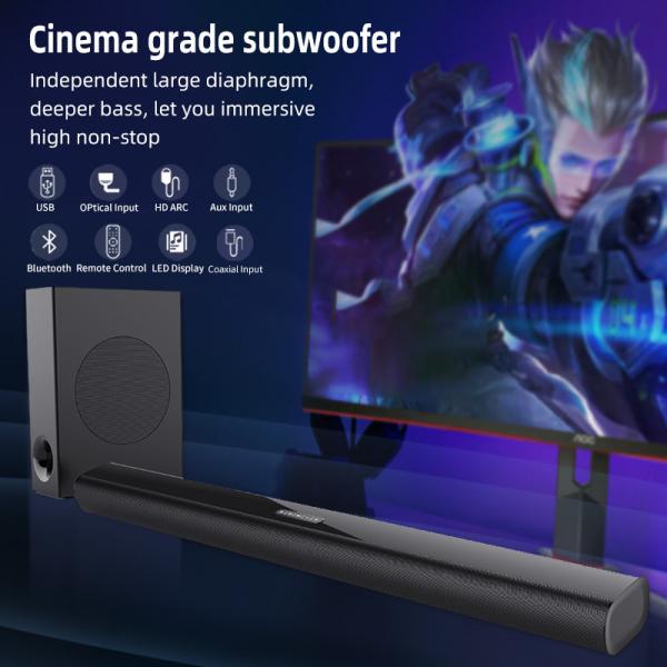 Quality 100W Wireless Bluetooth Soundbar With Subwoofer Cinema Grade  ABS Material for sale