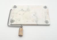 China White Marble Cheese Slicer Board , Marble Cheese Cutting Board Wood Handle factory