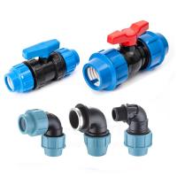 China PP Polypropylene Compression Plastic Pipe Fittings Elbow Tee Irrigation Ball Valve factory