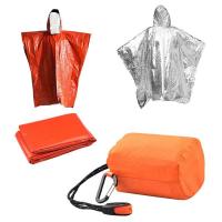 China Aluminum Film Emergency Disposable Rain Ponchos Outdoor Hiking Accessories Rainwear Blankets factory
