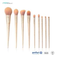 China Gold Synthetic Hair Makeup Brushes Travel Kit With Plastic Handle factory