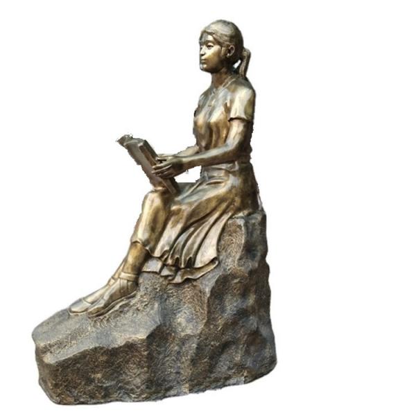 Quality Bronze Statue Reading Book Decorative Metal Sculpture Reading Garden Statues for sale