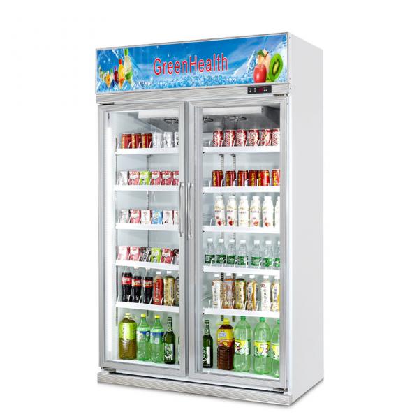 Quality Two Door Vertical Commercial Beverage Display Cooler With Fan Cooling for sale