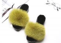 China Summer Lady Sandals Womens Fox Slippers , Super Soft Fuzzy Slide Slippers factory