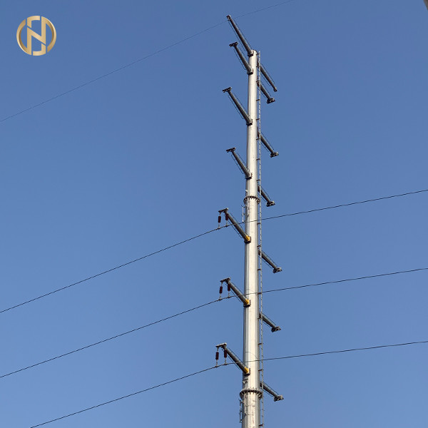 Quality Single Circuit Steel Electric Pole 230KV 125FT ASTM 572 GR65 15m - 30m Height for sale