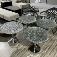 China Hot Melting Round Cast Tempered Art Glass Table Top For Living Room for sale