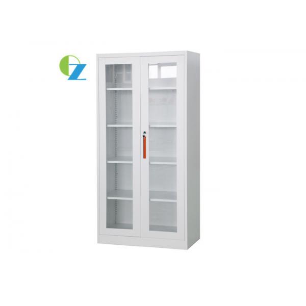 Quality Metal Four Shelves Steel Office Cupboard Glass Door with Display / File Visible for sale