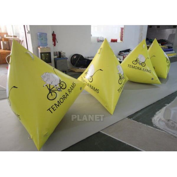 Quality 1.2m Yellow Tarpaulin Inflatable Triangle Buoy With Custom Logo for sale