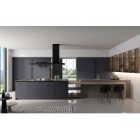 China Tailored Black Classic Wood Kitchen Cabinets Customized With Display Cabinet for sale