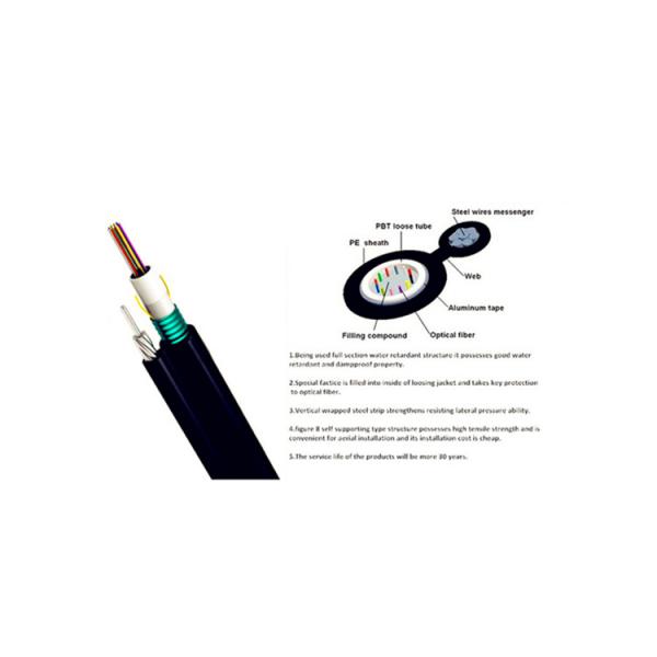 Quality Black Outdoor Aerial Fiber Optic Cable GYXTC8S Singlemode Figure 8 Self Supporting for sale