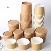 China Kraft Paper Soup/Hot Food Cup with Vented Lid Disposable Paper Soup Containers | Take Out Soup Containers factory